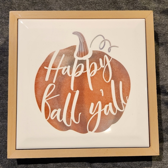 Unknown Other - Happy Fall Y'all Ceramic Tile and Wood Display